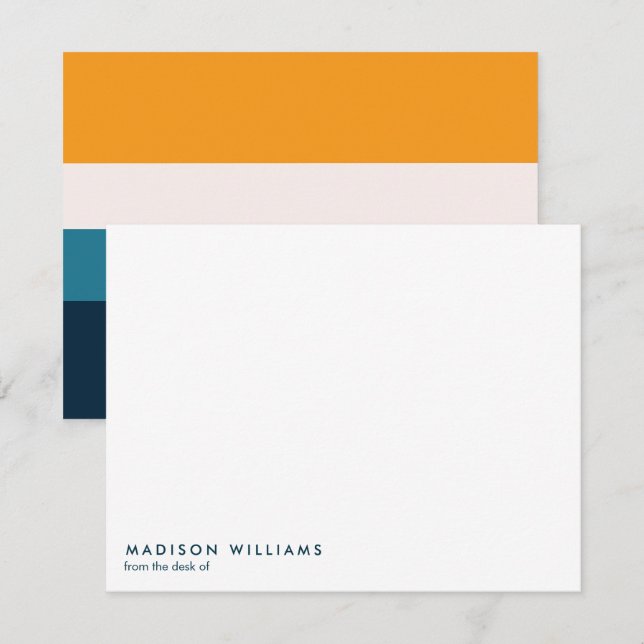 Färgblockera Vågrät Rand Trendig Modern Note C Anteckningskort (Fram/baksida)