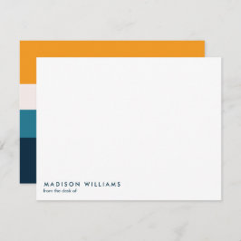 Färgblockera Vågrät Rand Trendig Modern Note C Anteckningskort