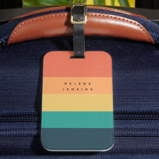 FärgblocksVågrät med randig färgad monogram Bagagebricka