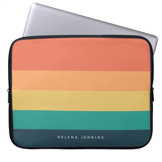 FärgblocksVågrät med randig färgad monogram Laptop Fodral (Framsidan)