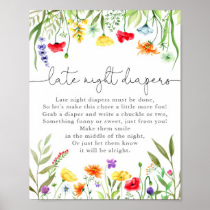 Färgblöjor för Wildblomma för sent på natten Poster