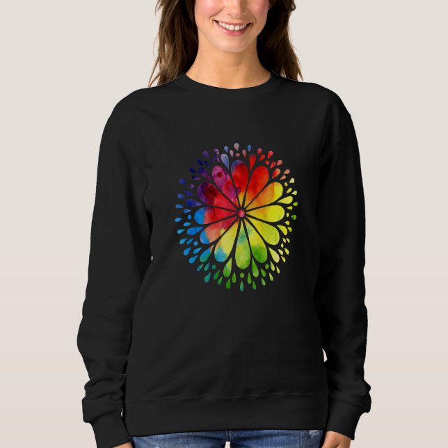 Färgblomma Mandala T Shirt (Framsida)