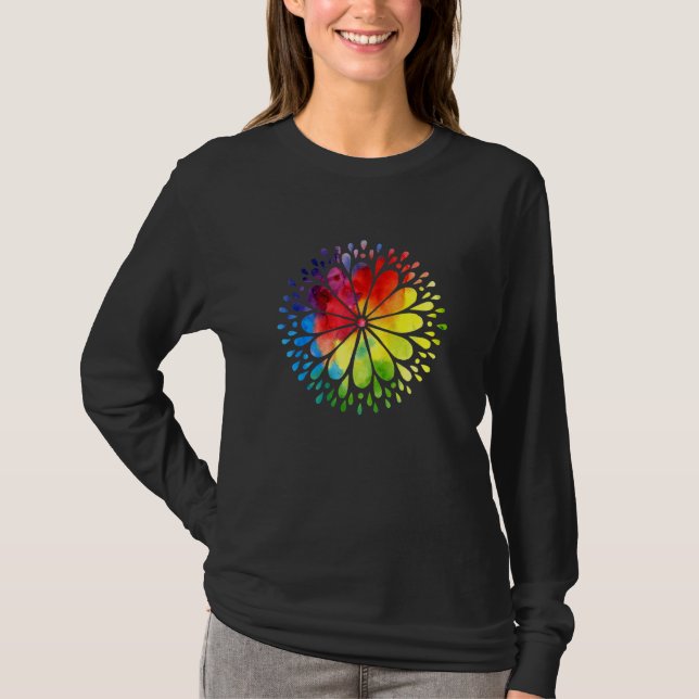 Färgblomma Mandala T Shirt (Framsida)