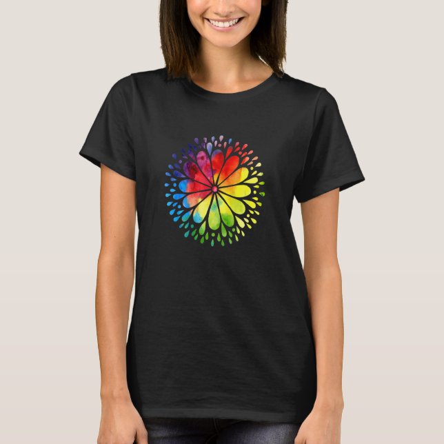 Färgblomma Mandala T Shirt (Framsida)