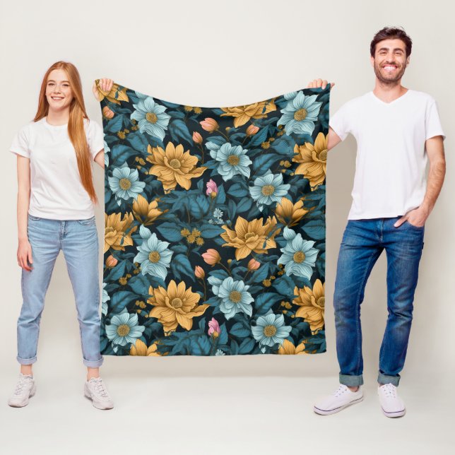 Färgblomma Mönster Fleecefilt (På plats)