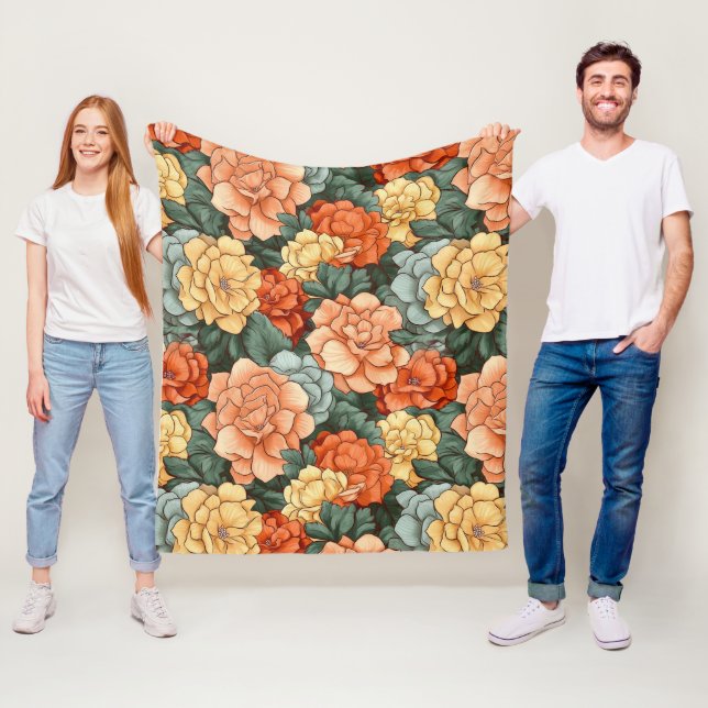 Färgblomma Mönster Fleecefilt (På plats)