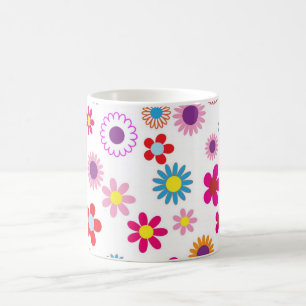 Färgblomma Mönster Girly Kaffemugg
