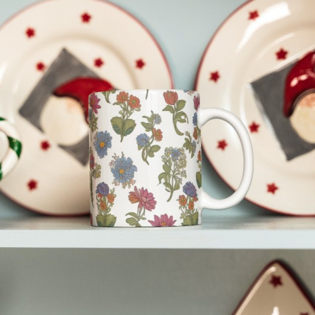 Färgblomma Mönster Kaffemugg (Skapare uppladdad)
