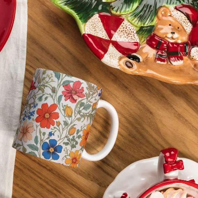 Färgblomma Mönster Kaffemugg (Skapare uppladdad)