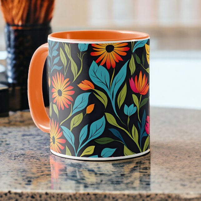 Färgblomma Mönster Mugg (Colorful Flower Pattern Mug from RIcaso. a stunning coffee mug to brighten your morning )