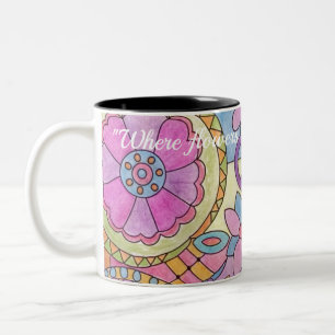 Färgblomma Mugg i Mönster-kaffe