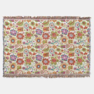 Färgblommigt och uggla filt