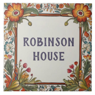 Färgblommor Anpassningsbar House Namn Plate Sign Kakelplatta
