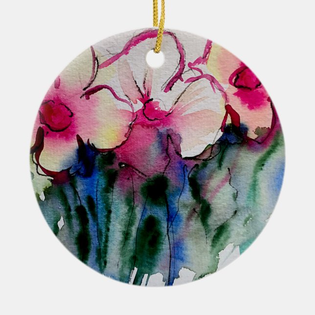 Färgblommor Art Keramic Ornament (Framsidan)