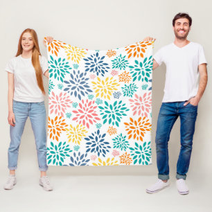 Färgblommor av abstrakt mönster fleecefilt