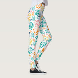 Färgblommor av abstrakt mönster leggings
