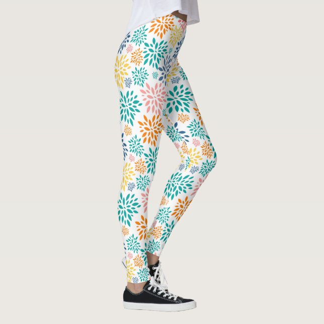 Färgblommor av abstrakt mönster leggings (Höger)