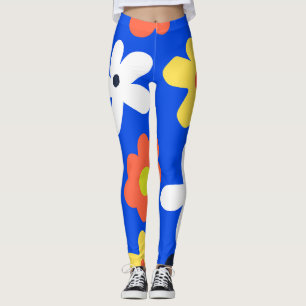 Färgblommor av daisy mönster leggings