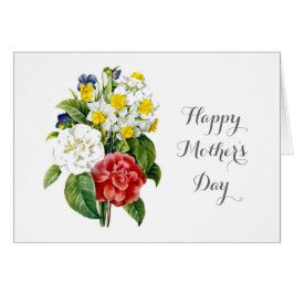 Färgblommor av vintage lycklig mors dag hälsningskort