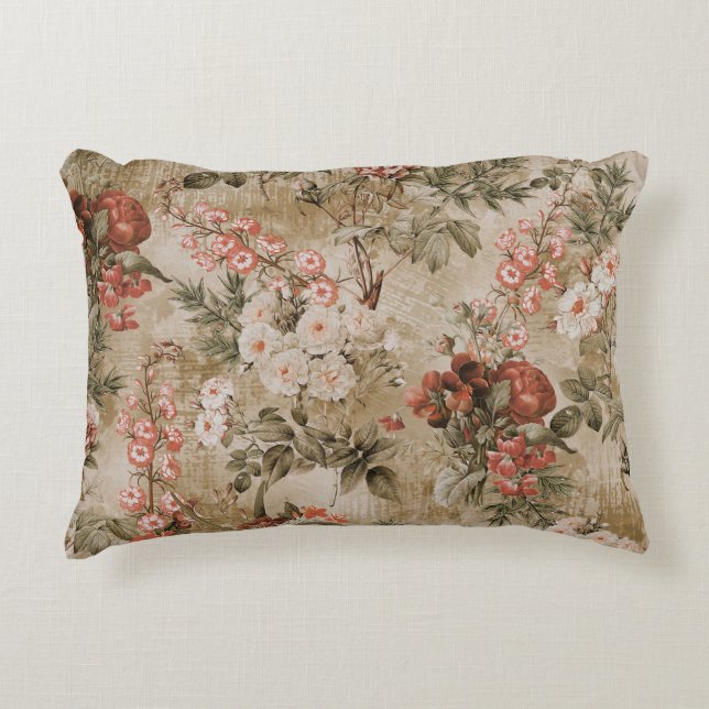 Färgblommor bakgrund. vattenfärg Illustrati Prydnadskudde (Framsidan)