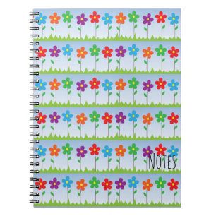 Färgblommor, bärbar Spiral Anteckningsbok Med Spiral