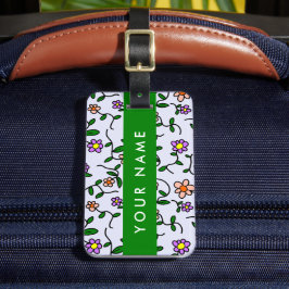 Färgblommor, blå bakgrund, Grönt Bagagebricka