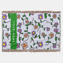 Färgblommor, blå bakgrund, Grönt