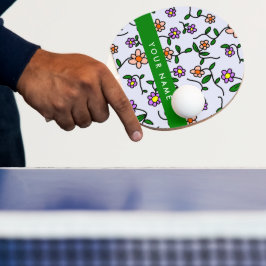 Färgblommor, blå bakgrund, Grönt Pingisracket