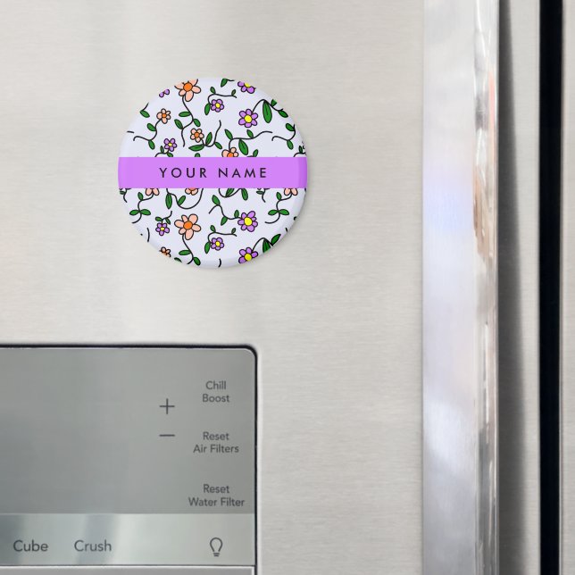 Färgblommor, blå bakgrund, Lila Magnet (In Situ (Fridge))