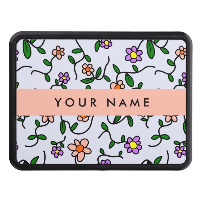 Färgblommor, blå bakgrund, Orange Dragkroksskydd (Framsidan)