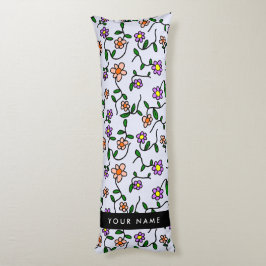 Färgblommor, blå bakgrund, svart kroppskudde