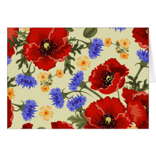 Färgblommor, Blommigt, Mönster från blommor Hälsningskort
