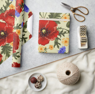Färgblommor, Blommigt, Mönster från blommor Presentpapper