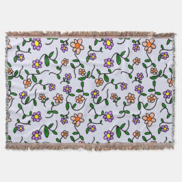 Färgblommor, Blommönster, Greenery, Boho Filt