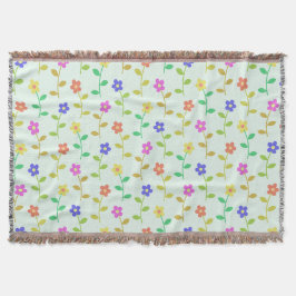 Färgblommor, Blommönster, Greenery, Boho Filt