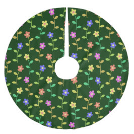 Färgblommor, Blommönster, Greenery, Boho Julgransmatta Borstad Polyester