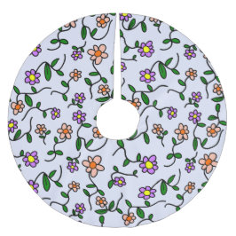 Färgblommor, Blommönster, Greenery, Boho Julgransmatta Borstad Polyester