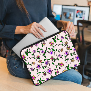 Färgblommor, Blommönster, Greenery, Boho Laptop Fodral