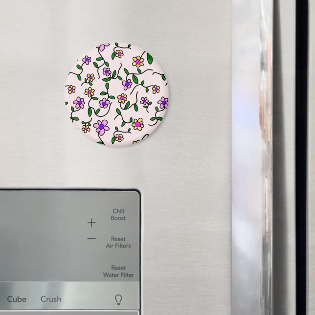 Färgblommor, Blommönster, Greenery, Boho Magnet (In Situ (Fridge))