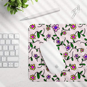 Färgblommor, Blommönster, Greenery, Boho Musmatta