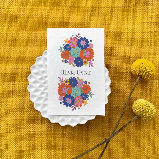 Färgblommor Boho Bright Blommigt Illustration Visitkort (Skapare uppladdad)