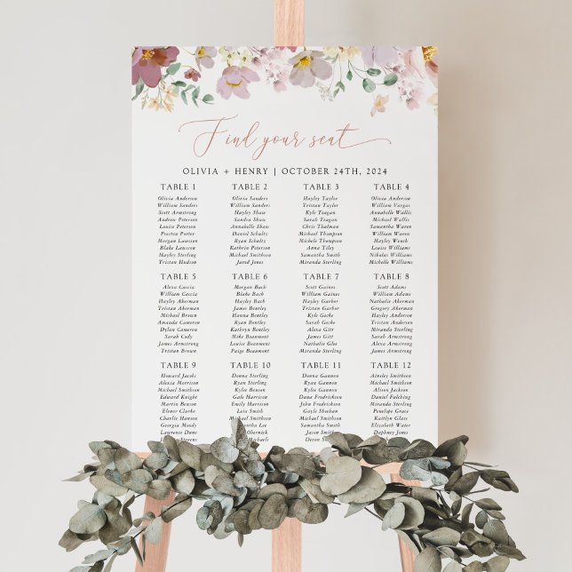 Färgblommor, Boho, Bröllop, sittdiagram Poster (Skapare uppladdad)