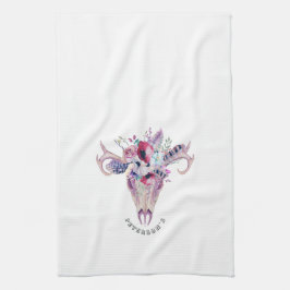 Färgblommor Boho Skull Kökshandduk