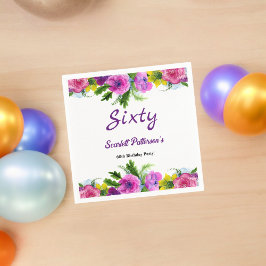 Färgblommor Botanisk Blommigt 60:e födelsedagen Pappersservett
