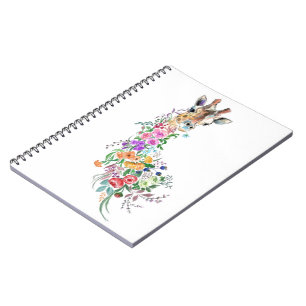 Färgblommor Bouquet Giraffe bärbar dator Anteckningsbok