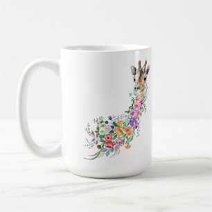 Färgblommor Bouquet Giraffe - Blommigten Teckning Kaffemugg