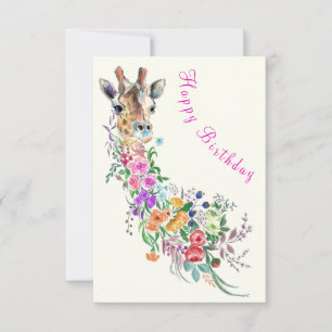 Färgblommor Bouquet Giraffe Kort