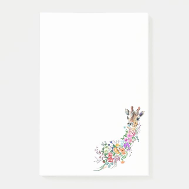 Färgblommor Bouquet Giraffe Sticky Notes Post-it Block (Framsida)