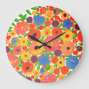 Färgblommor Bouquet i Black Boho Vas Stor Klocka