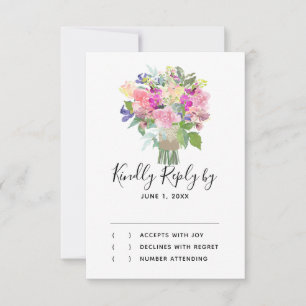 Färgblommor Bouquet OSA Responskort kort